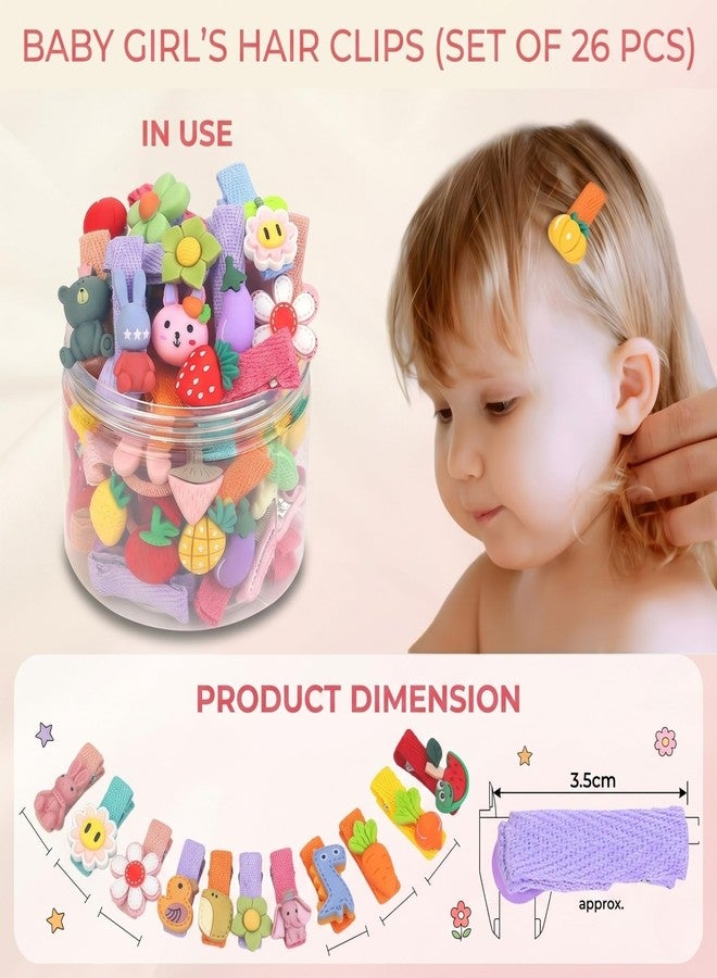 Bembika Baby Girl's Hair Clips Adorable Barrettes Fruits Flower Animal Colorful Hair Accessories for Baby Girls Teens Toddlers Kids (Set Of 26) - Image 3
