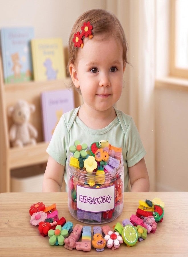 Bembika Baby Girl's Hair Clips Adorable Barrettes Fruits Flower Animal Colorful Hair Accessories for Baby Girls Teens Toddlers Kids (Set Of 26) - Image 1