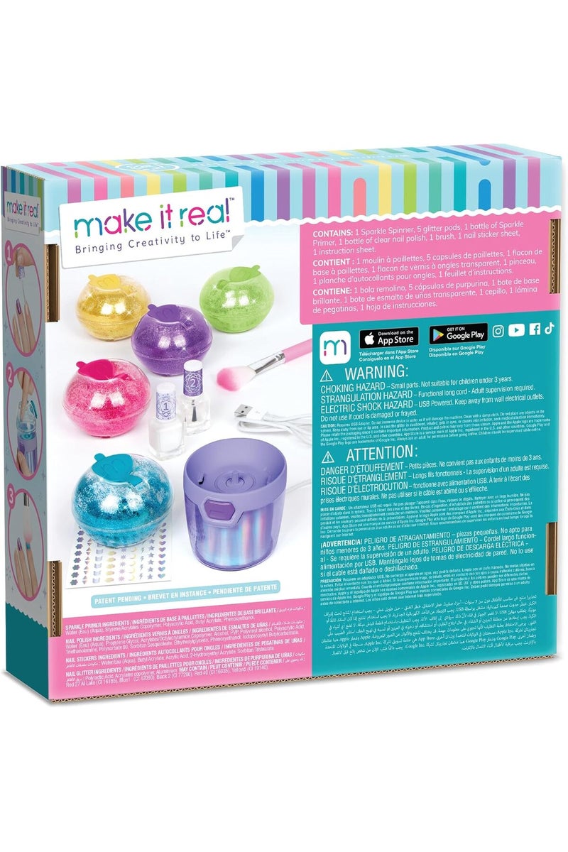 Make It Real Party Nails Glitter Nail Studio - DIY Kit, Decorate 500 Nails, 5 Mess-Free Glitter Pod - Image 2