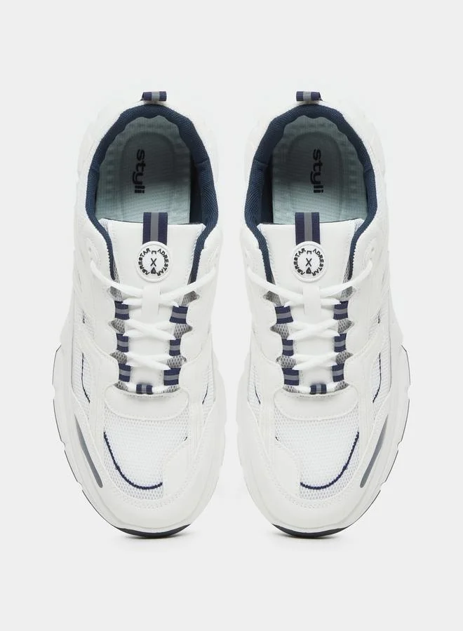 Styli Panelled Lace Up Chunky Sneakers