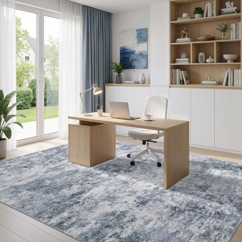 WITSHOCK 8x10 Area Rugs for Living Room : Machine Washable - Non Slip Modern Abstract Rug for Bedroom Under Dining - Stain Resistant for Household - Pet Owners (Blue) - Image 3