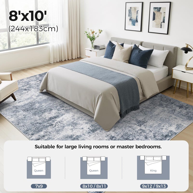 WITSHOCK 8x10 Area Rugs for Living Room : Machine Washable - Non Slip Modern Abstract Rug for Bedroom Under Dining - Stain Resistant for Household - Pet Owners (Blue) - Image 2