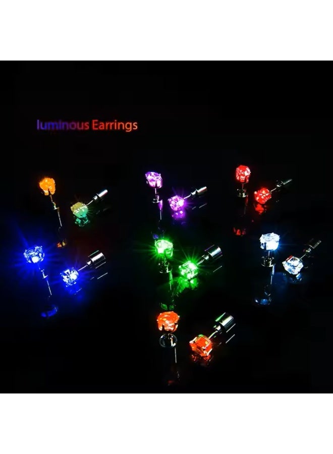 "أقراط سباركل آند شاين LED (متألقة ومشرقة) – ترصيع مضيء متغير الألوان للرجال والنساء والمراهقين – مثالية للحفلات وحفلات الريف والنوادي الليلية (زوج من 2 – لون أحمر)" - Image 3
