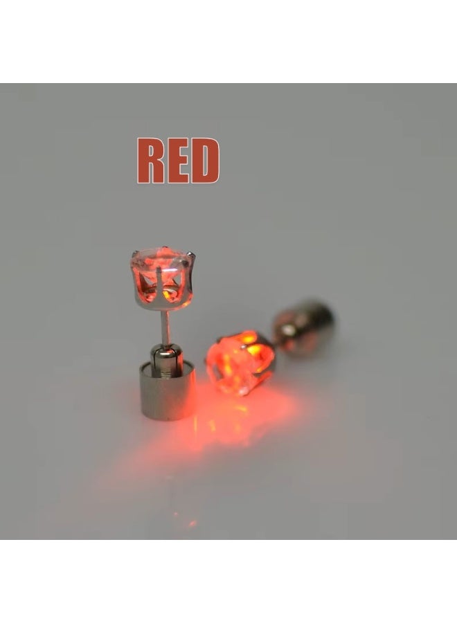 "أقراط سباركل آند شاين LED (متألقة ومشرقة) – ترصيع مضيء متغير الألوان للرجال والنساء والمراهقين – مثالية للحفلات وحفلات الريف والنوادي الليلية (زوج من 2 – لون أحمر)" - Image 5