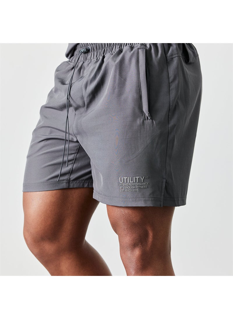 Generic - VANQUISH Mens Summer Quick-Dry Running Shorts Grey - Image 1