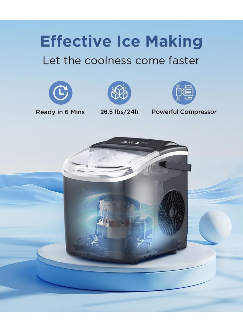EqiEch EqiEch Ice Maker, Portable Ice Cube Machine with Self-Cleaning, 33lbs/24Hrs, 9 Bullet Ice Cubes in 6 Mins, 1.5L Water Tank, Ice Basket and Scoop,Ice Ideal for Home, Kitchen, Bar, Camping  - Image 2