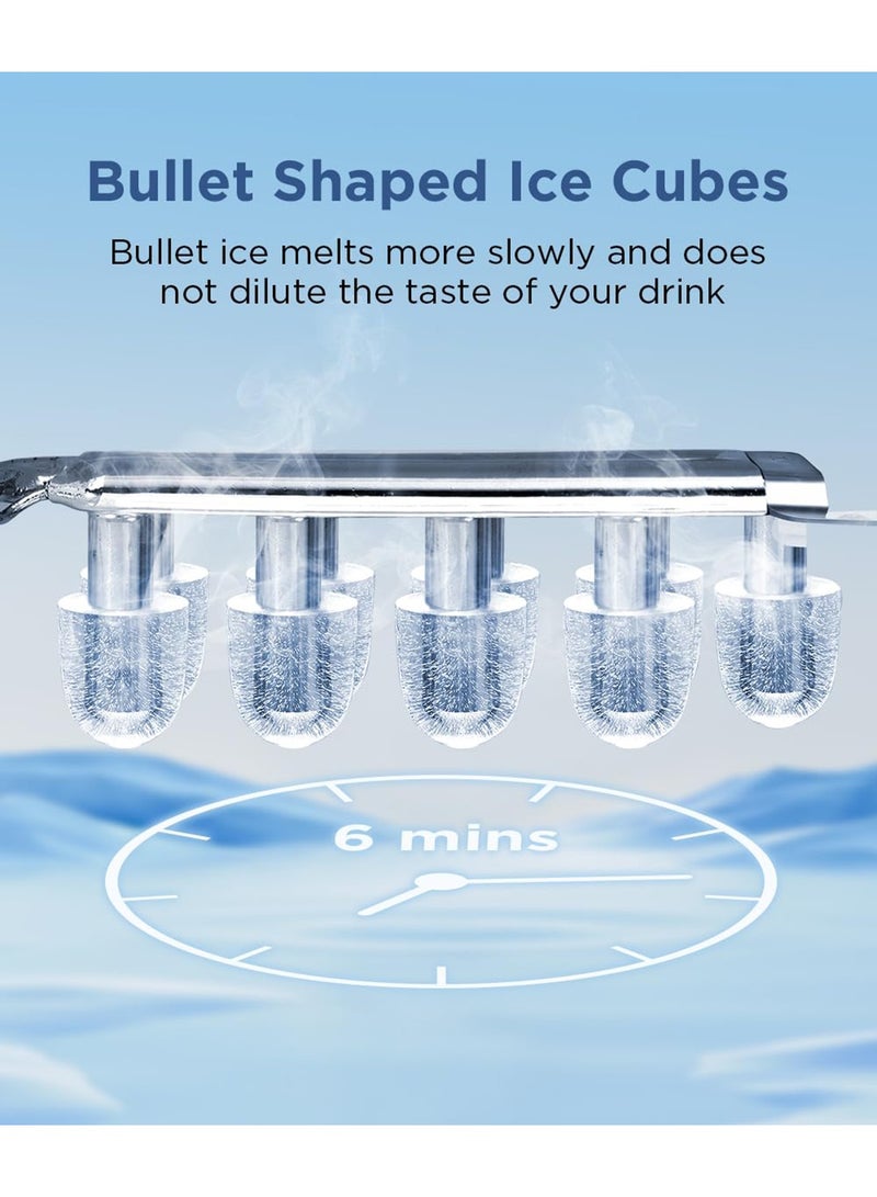 EqiEch EqiEch Ice Maker, Portable Ice Cube Machine with Self-Cleaning, 33lbs/24Hrs, 9 Bullet Ice Cubes in 6 Mins, 1.5L Water Tank, Ice Basket and Scoop,Ice Ideal for Home, Kitchen, Bar, Camping  - Image 3