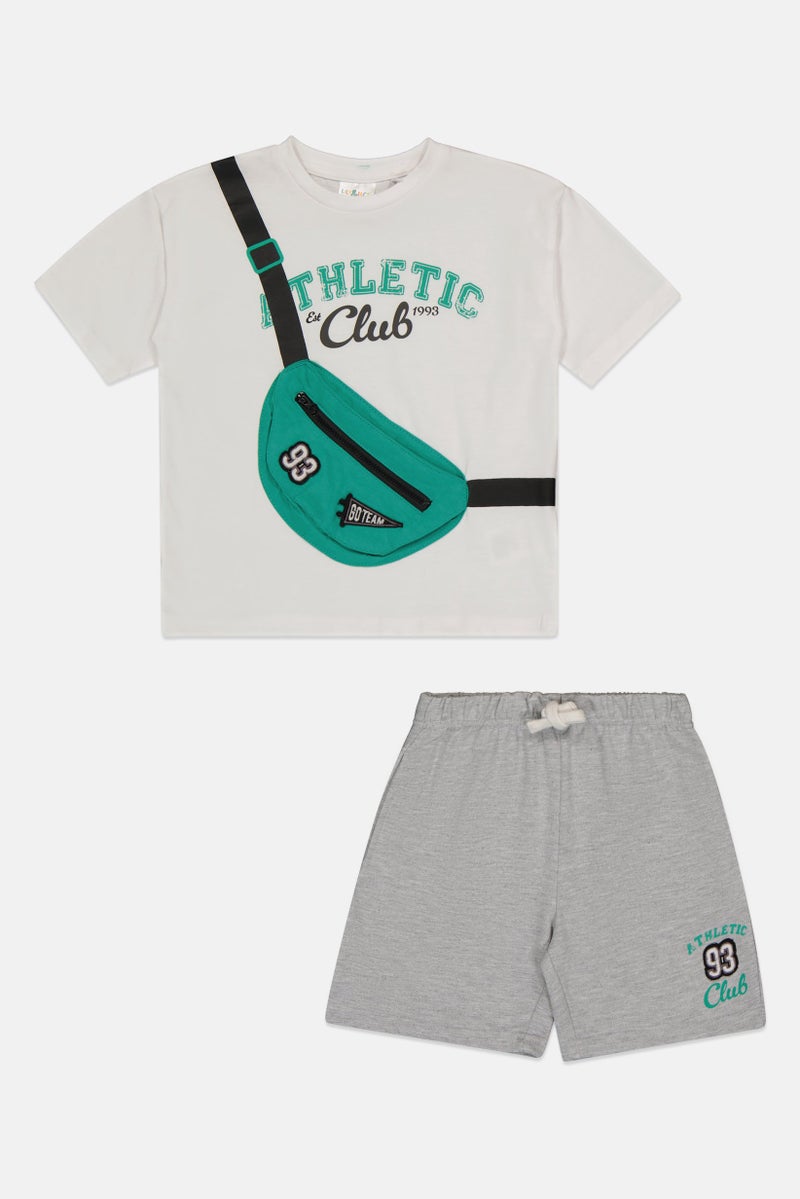 Lily & Jack Kids Boy 2 Pieces Graphic Print T-Shirt And Shorts Set, Multicolor - Image 3