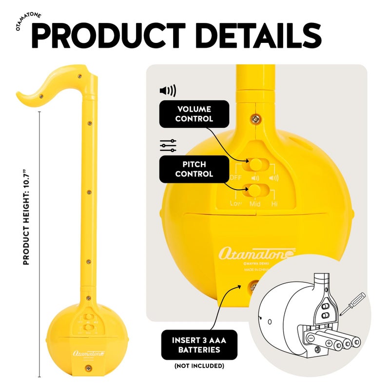 Otamatone أوتاماتون آلة موسيقية إلكترونية يابانية محمولة من اليابان من استوديو مايو دينكي، هدية تعليمية ممتعة للأطفال والمراهقين والبالغين - مجموعة صفراء ووردية زاهية - Image 4
