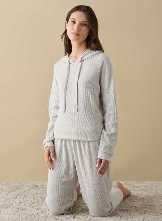 سبلاش فيڤ طقم هودي بأكمام طويلة بنسيج الوافل وبنطلون رياضي مطاطي - Image 1