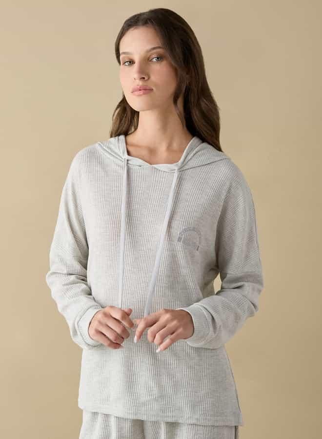 سبلاش فيڤ طقم هودي بأكمام طويلة بنسيج الوافل وبنطلون رياضي مطاطي - Image 2