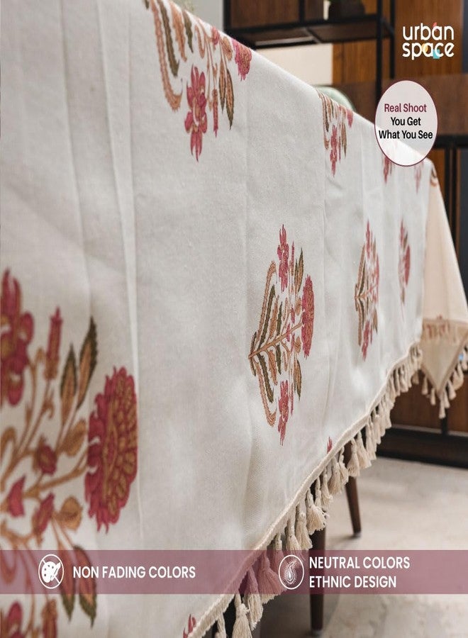 Urban Space 100% Cotton Dining Table Cover 4 Seater, Printed Cotton Table Cloth for Center Table, Table Cover with Tassels for Home Decor (Liberty Maroon, 4 Seater - 48" x 72") - Image 4