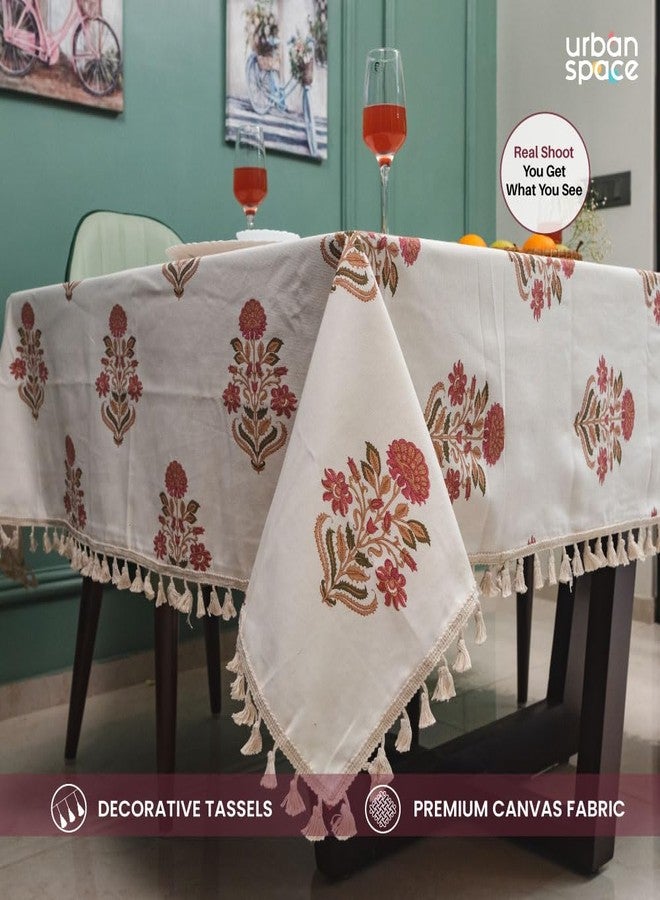 Urban Space 100% Cotton Dining Table Cover 4 Seater, Printed Cotton Table Cloth for Center Table, Table Cover with Tassels for Home Decor (Liberty Maroon, 4 Seater - 48" x 72") - Image 3