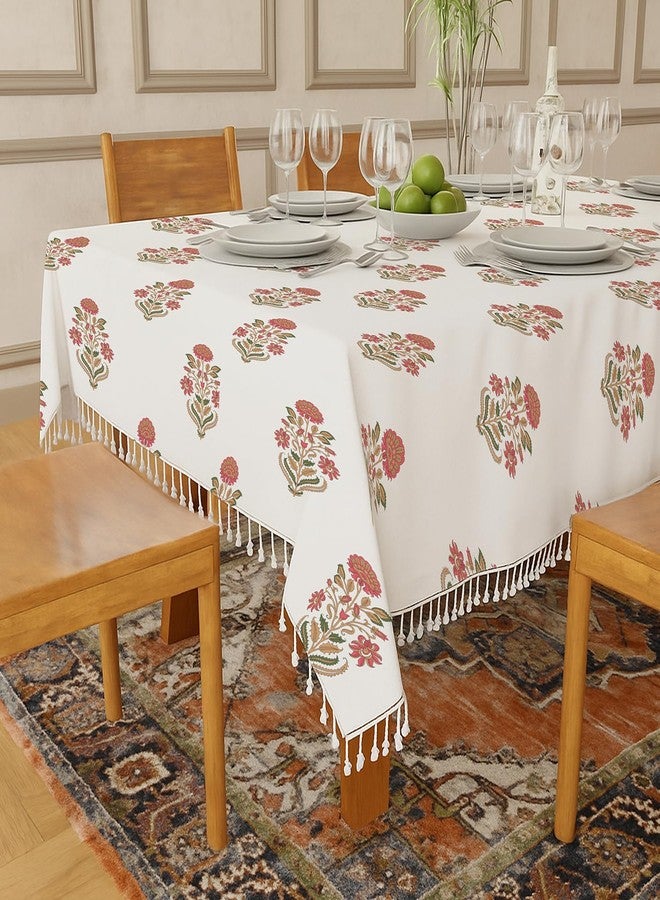 Urban Space 100% Cotton Dining Table Cover 4 Seater, Printed Cotton Table Cloth for Center Table, Table Cover with Tassels for Home Decor (Liberty Maroon, 4 Seater - 48" x 72") - Image 1