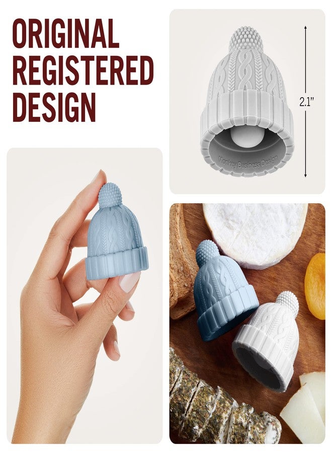 Monkey Business Beanie Cap Decorative Silicone Bottle Stopper in a Gift Box, Set of Two, Novelty Cork, Beverage and Wine Keeper, Champagne Bottle stoppers (Blue & Grey) - Image 4