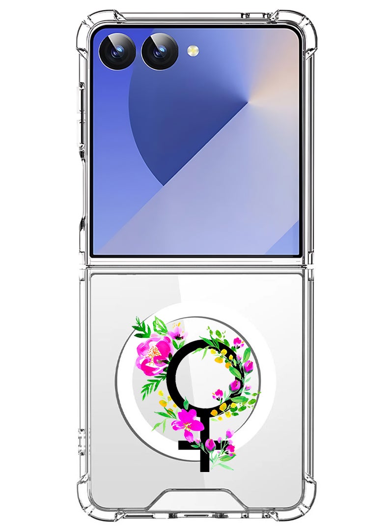 Theodor Magnetic Case for Samsung Galaxy Z Flip 7 Compatible with MagSafe Wireless Charging, Shockproof Phone Bumper Cover womens day floral - Image 1