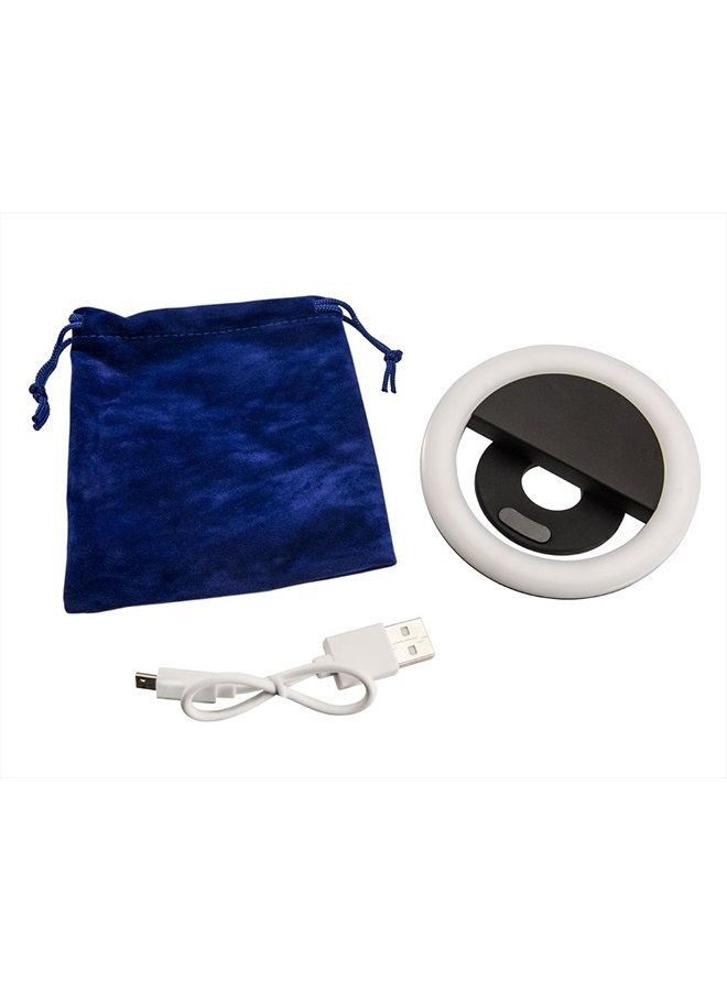 Arkon SPLEDRING Rechargeable LED Clip On Selfie Ring Light for Live Streaming Video Retail White - Image 1