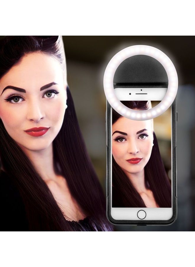 Arkon SPLEDRING Rechargeable LED Clip On Selfie Ring Light for Live Streaming Video Retail White - Image 2