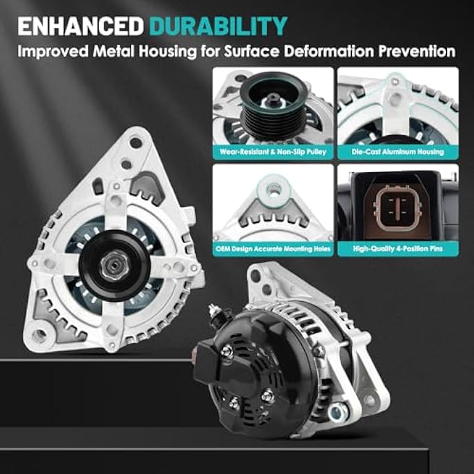 Farrme 11138 Alternators Fit for Toyota Tacoma Alternators 2005-2015, Tundra Alternators 2006-2010, FJ Cruiser Alternators 2007-2010 V6 4.0L Automotive Replacement Alternators 27060-0P030, 104210-4230 - Image 4