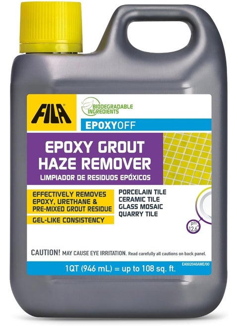 FILA EPOXYOFF, Epoxy Grout Haze Remover, Effectively Removes Epoxy Residue, The Product Can Be Applied on Vertical Surfaces, 1 QT