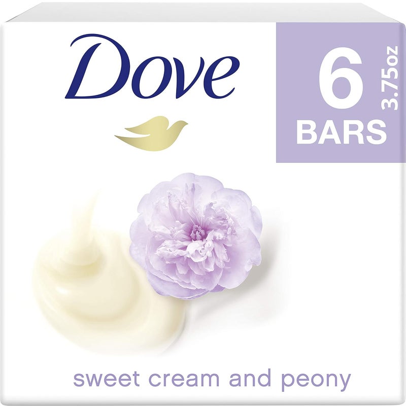 Dove Dove Purely Pampering Beauty Bar for Softer Skin Sweet Cream Peony More Moisturizing Than Bar Soap 375 oz 6 Bars - Image 2