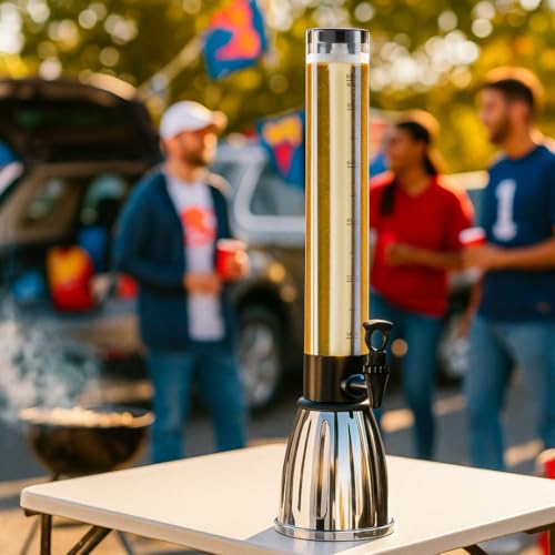 OGGI Beer Tower 88oz - Beverage Dispenser with Spigot & Ice Tube, Margarita Tower, Mimosa Tower, Perfect Drink Dispensers for Parties, Drink Tower, Holds 6 Pints of Beer – Stainless - Image 5