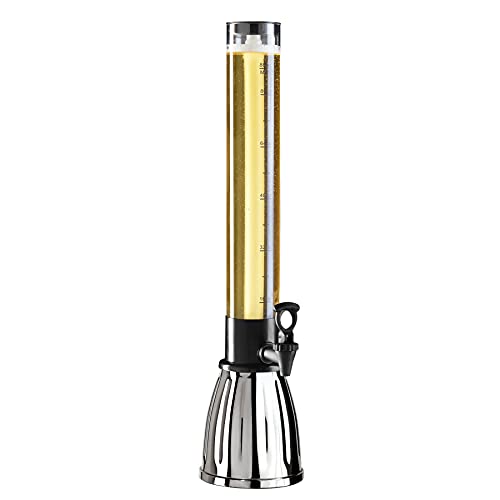 OGGI Beer Tower 88oz - Beverage Dispenser with Spigot & Ice Tube, Margarita Tower, Mimosa Tower, Perfect Drink Dispensers for Parties, Drink Tower, Holds 6 Pints of Beer – Stainless - Image 1