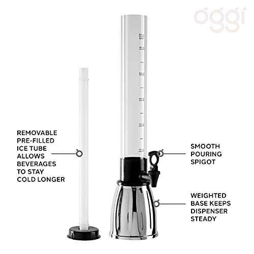 OGGI Beer Tower 88oz - Beverage Dispenser with Spigot & Ice Tube, Margarita Tower, Mimosa Tower, Perfect Drink Dispensers for Parties, Drink Tower, Holds 6 Pints of Beer – Stainless - Image 4