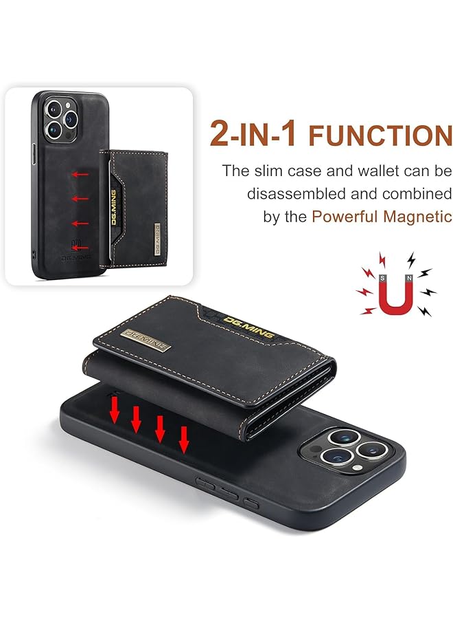 erorex Leather Wallet Phone Cases For Iphone 15 Pro Max 6.7 Inch 2 In 1 Leather Phone Case Back Cover Magnetic Detachable With Trifold Wallet Card Holder Pocket Detachable Back Cover Black  - Image 4