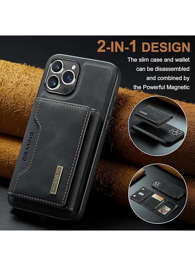 erorex Leather Wallet Phone Cases For Iphone 15 Pro Max 6.7 Inch 2 In 1 Leather Phone Case Back Cover Magnetic Detachable With Trifold Wallet Card Holder Pocket Detachable Back Cover Black  - Image 2