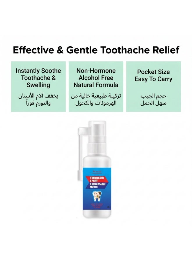 Culurfu 20ml Instant Toothache Relief Spray - Treatment for Gum Pain, Swelling & Tooth Decay - Natural Mint & Chamomile Formula - Breath Freshener & Gum Strengthener - Image 3