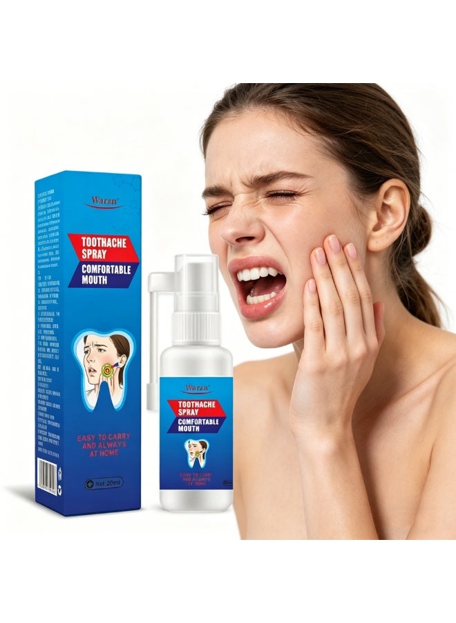 Culurfu 20ml Instant Toothache Relief Spray - Treatment for Gum Pain, Swelling & Tooth Decay - Natural Mint & Chamomile Formula - Breath Freshener & Gum Strengthener - Image 1