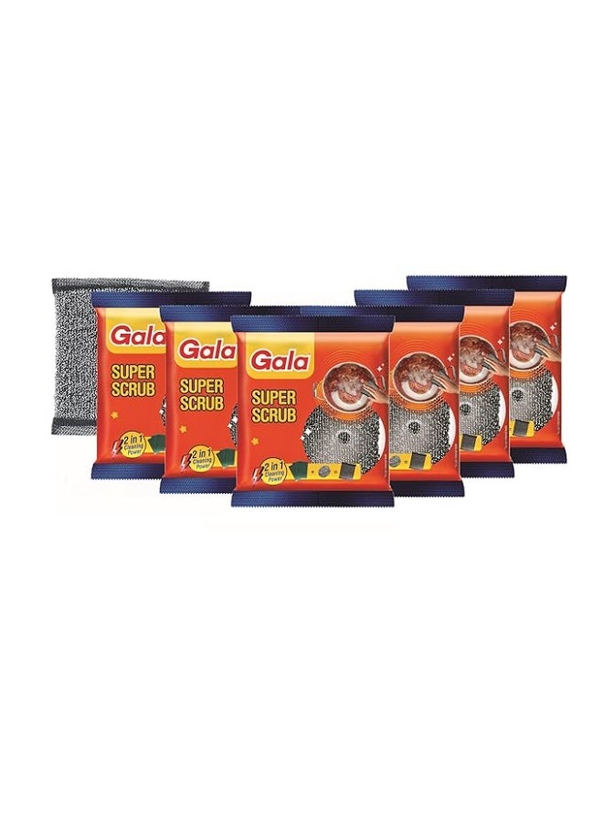 Gala Super Scrub Set – Made of Steel – Black – Pack of 6 - Image 1