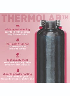 BEOLA 750ml Water Bottle 18/8 Stainless Steel 304 Double Wall Insulated Thermos Bottle with Straw Lid and wide mouth, 2 lids included, Hot Cold Liquids Sports Bottle, 24oz (Raspberry)  - Image 4