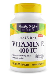 Healthy Origins Vitamin E, 400 IU SUpports healthy hair,skin and nails 268 MG 90 softgels  - Image 1