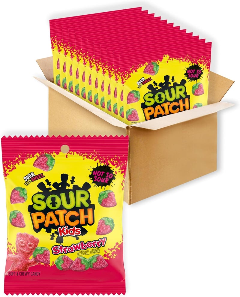 SOUR PATCH KIDS Strawberry Soft & Chewy Candy - Bulk Pack of 12 Bags (3.6 oz each) - Image 1