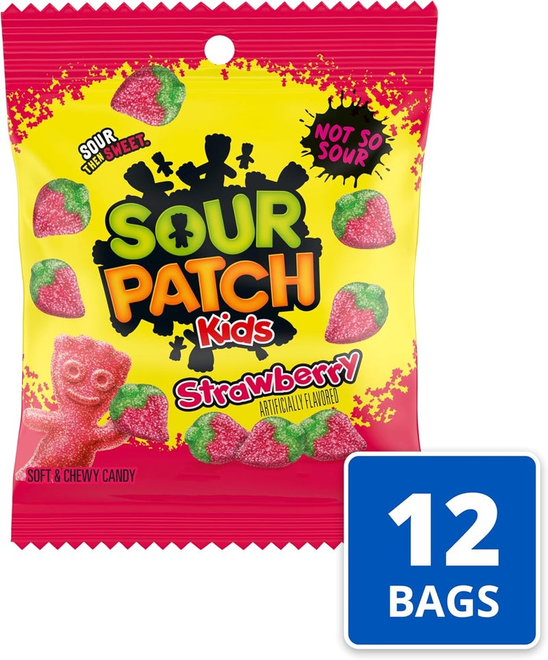 SOUR PATCH KIDS Strawberry Soft & Chewy Candy - Bulk Pack of 12 Bags (3.6 oz each) - Image 4
