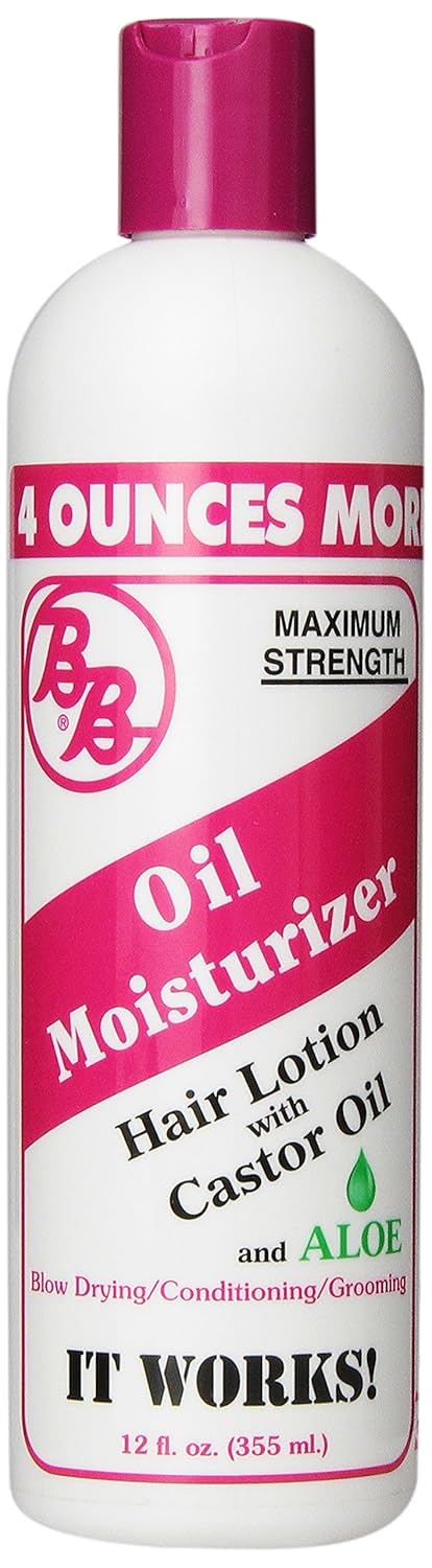 BB Oil Moisturizer, Hair Lotion With Castor Oil and Aloe, Maximum Strength, 12-Ounce Bottles (Pack of 6)