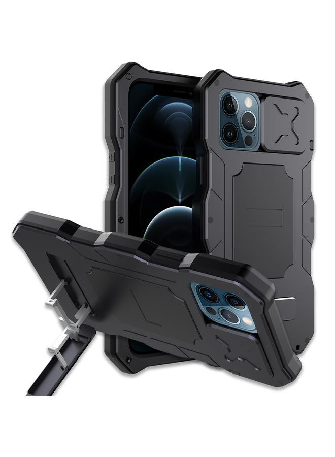 Zaboon Case For iPhone 12 / 12 Pro Metal + Silicone Sliding Camshield Holder Phone Case - Image 1