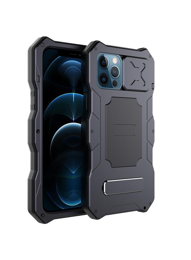 Zaboon Case For iPhone 12 / 12 Pro Metal + Silicone Sliding Camshield Holder Phone Case - Image 2