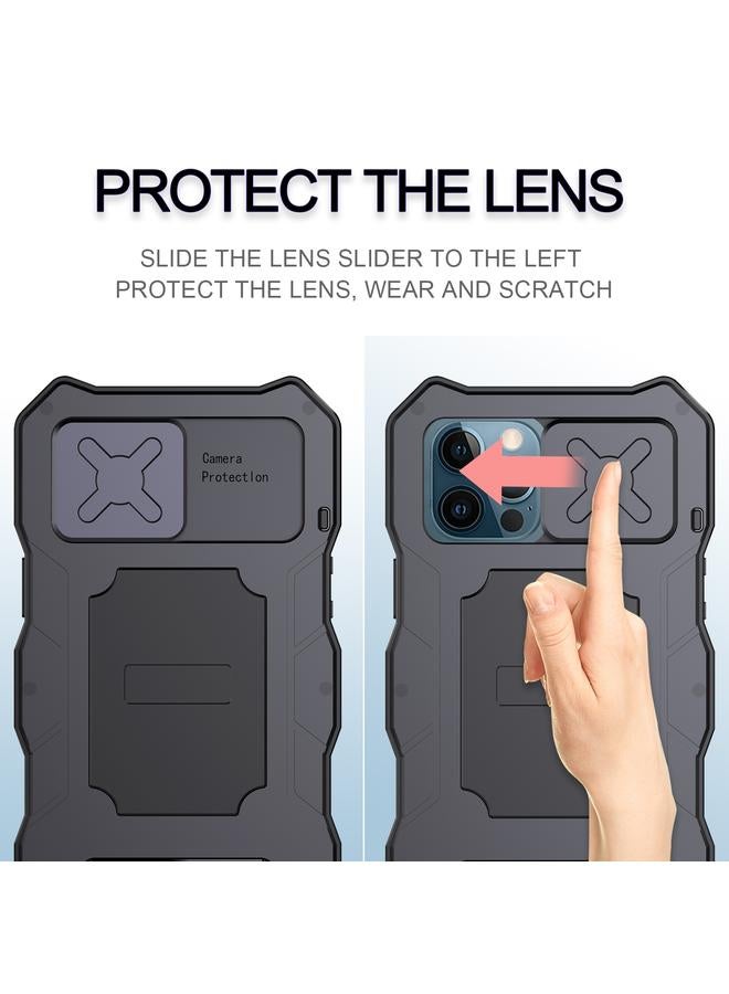 Zaboon Case For iPhone 12 / 12 Pro Metal + Silicone Sliding Camshield Holder Phone Case - Image 5