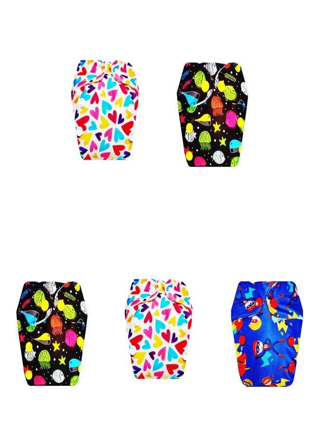 حفاضات قماشية فاخرة من دمبلدو للأطفال حديثي الولادة مع ماصة مدمجة (عبوة من 5) | ناعمة ولطيفة | قابلة لإعادة الاستخدام والغسل | سهلة التنظيف | مصممة من قبل الأمهات | من 0 إلى 4 أشهر | للجنسين - Image 1