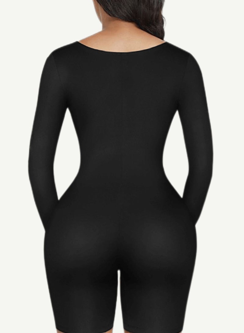 أف ستايل  مشد كامل بدون خياطة باكمام طويلة وتصميم فتحة الصدر بشكل  V - Image 2