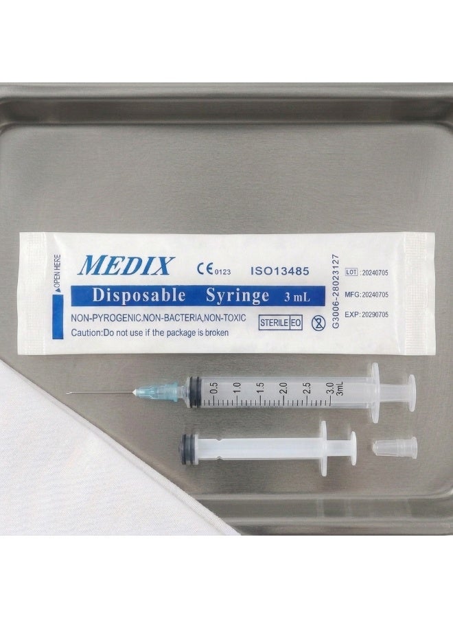 MEDIX Disposable Syringe 3ml for Medical & Clinical Use, Sterile Single-Use Syringes - Pack of 100 - Image 2