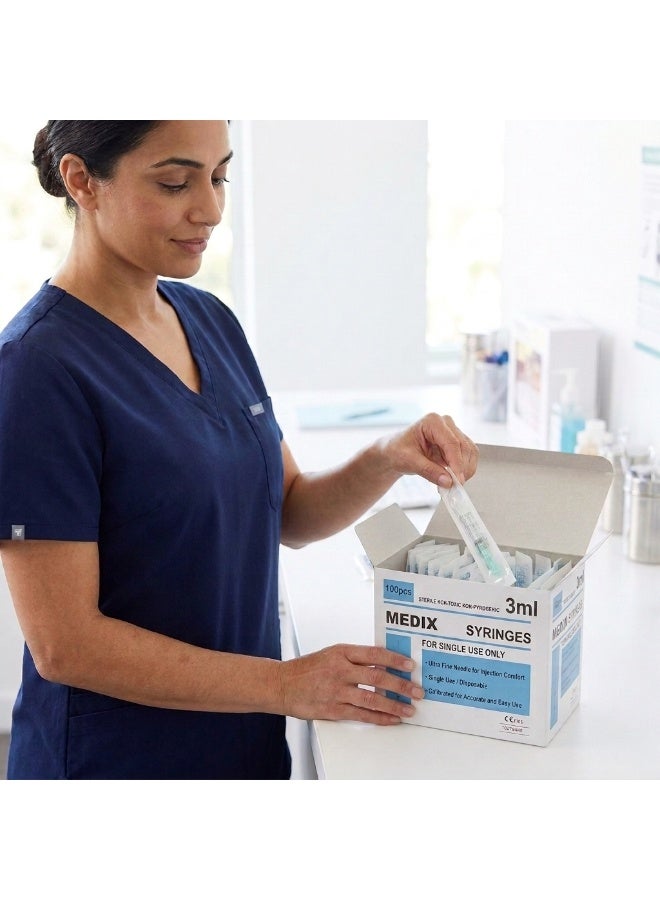 MEDIX Disposable Syringe 3ml for Medical & Clinical Use, Sterile Single-Use Syringes - Pack of 100 - Image 3