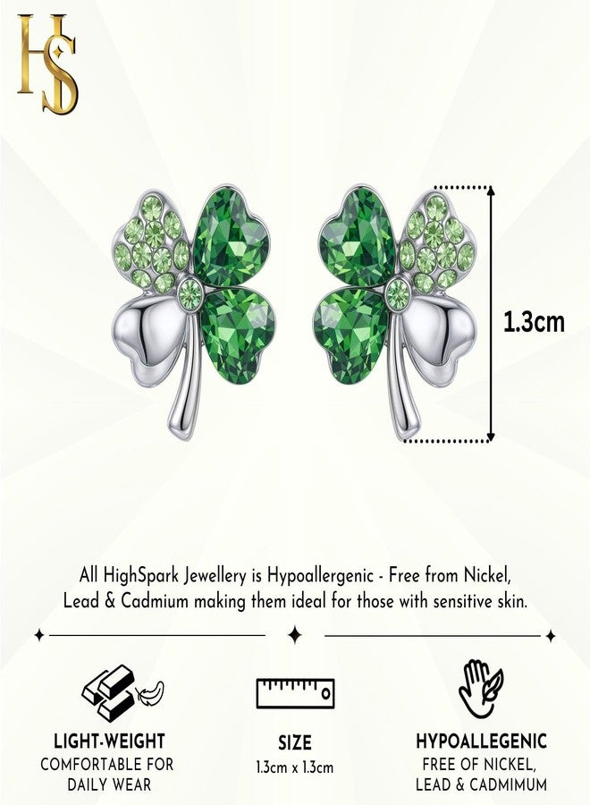 HighSpark St. Patrick's Day Earrings for Women | Irish Shamrock Crystal Earrings | Irish Jewelry - Lovely Gift - Image 2