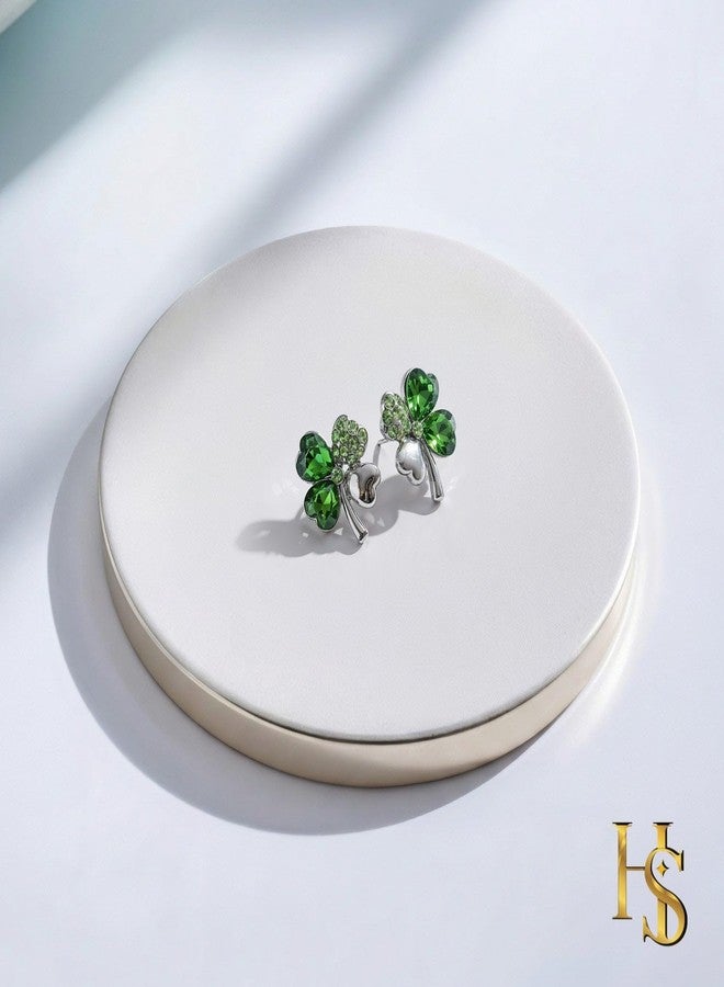HighSpark St. Patrick's Day Earrings for Women | Irish Shamrock Crystal Earrings | Irish Jewelry - Lovely Gift - Image 3