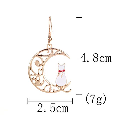 QIAN0813 Cute Anime Cartoon Sailor Moon Animal Cat Moon Earrings Gift For Girls Women Jewelry (White) - Image 3