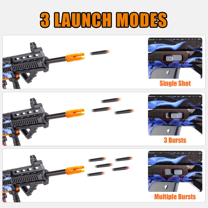 COOLFOX Electric Automatic Toy Gun for Toy Guns Sniper Soft Bullets [Shoot Faster] Burst Soft Bullets Toy Gun for Boys,Toy Foam Blasters & Guns with 100 Toy Sniper Darts for Kids (Blue) - Image 4