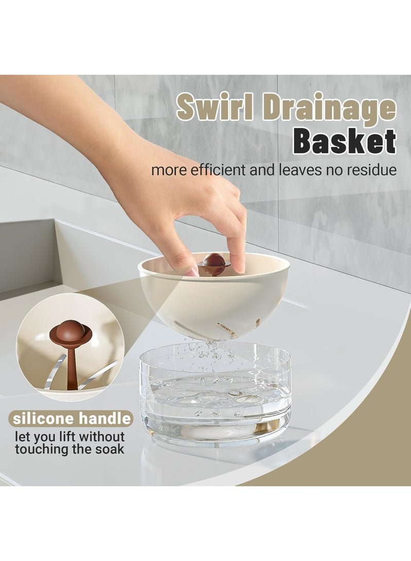 Excefore Denture Case Retainer Cleaner Case, Portable Retainer Case for Travel, Denture Bath Case with Strainer Basket, Denture Cups for Soaking Dentures, Clear Braces, Mouth Guard & Retainers - White - Image 3